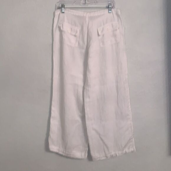 J❤️Li❤️ Linen Button Closure Drawstring Wide Leg Pockets Women’s Pants Size M - Picture 2 of 12